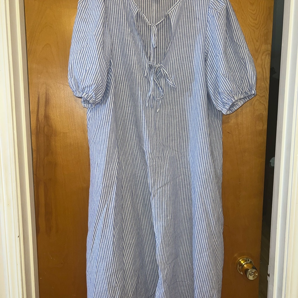 H&M Light Blue and White Striped Dress